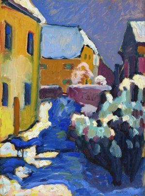 Cemetery and rectory in Kochel by Wassily Kandinsky - Hand-Painted Oil Painting Reproduction