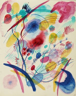 Composition in red, blue, green and yellow by Wassily Kandinsky - Hand-Painted Oil Painting Reproduction