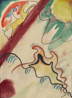 Design for the cover of the almanac 'The Blue Rider'VIIII by Wassily Kandinsky - Hand-Painted Oil Painting Reproduction