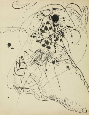 Drawing after 'Blauer Fleck by Wassily Kandinsky - Hand-Painted Oil Painting Reproduction