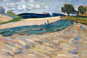 Landscape with a yellow field by Wassily Kandinsky - Hand-Painted Oil Painting Reproduction