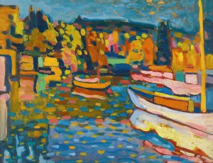 Study For Autumn Landscape With Boats by Wassily Kandinsky - Hand-Painted Oil Painting Reproduction